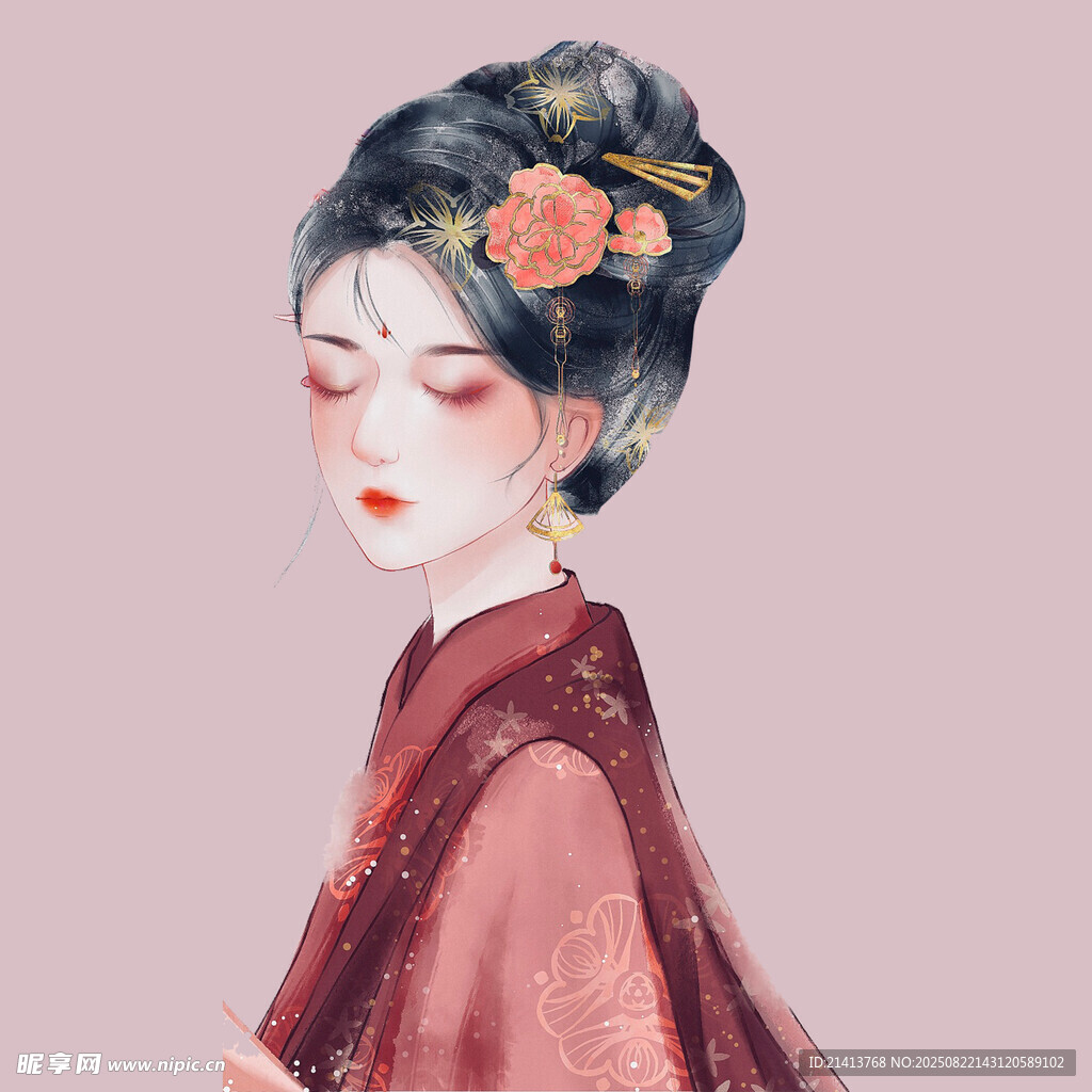 古風(fēng)漢服女子優(yōu)雅側(cè)顏