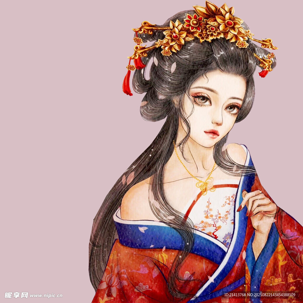 古風美人持扇典雅裝扮