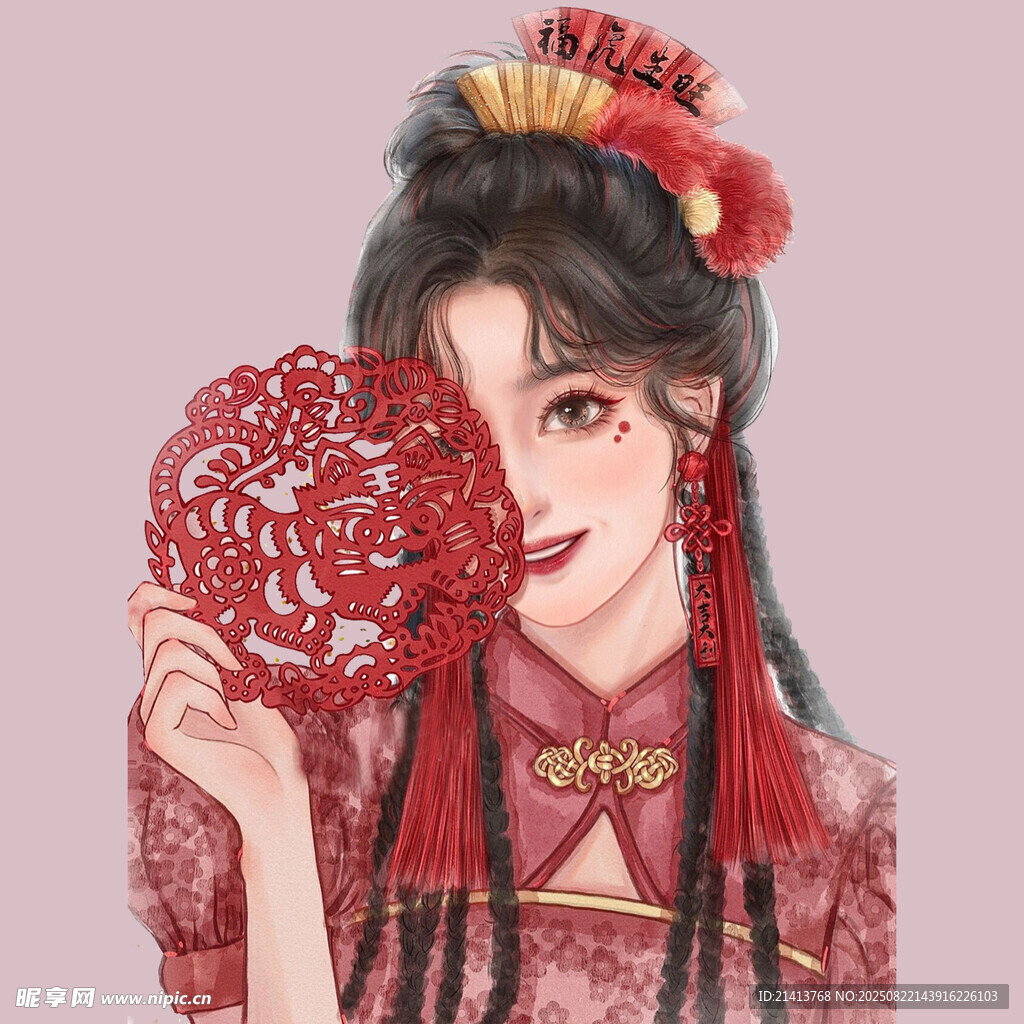 古風(fēng)女子持紅扇優(yōu)雅亮相