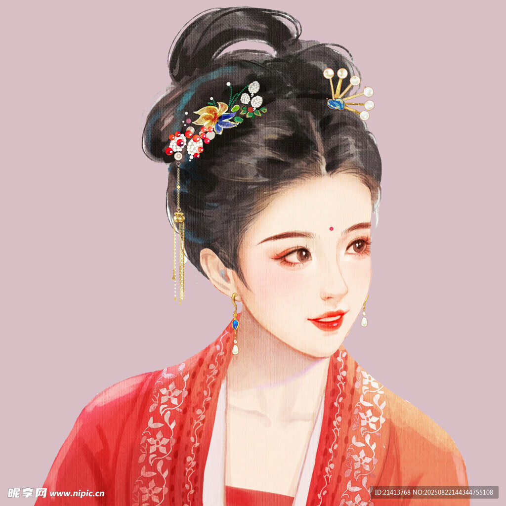 古風紅衣女子發(fā)髻造型