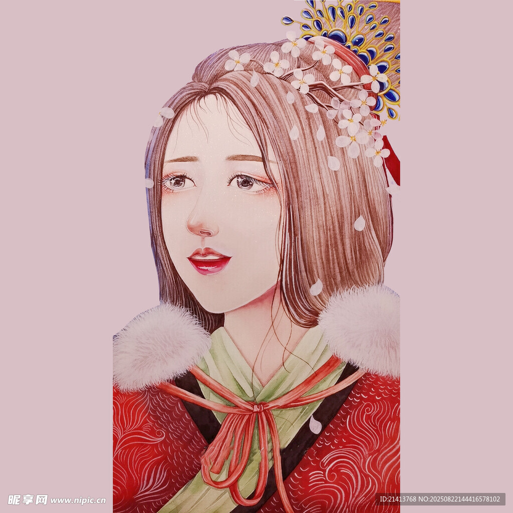 古風(fēng)紅衣女子精致扮相