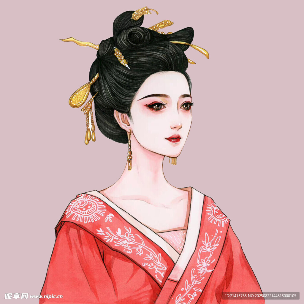 古風紅衣女子優(yōu)雅發(fā)髻