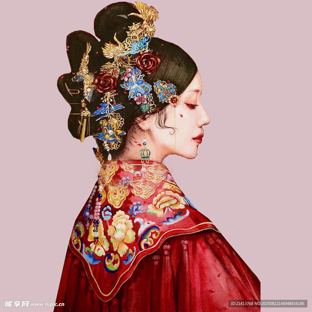 古典華服女子側(cè)面典雅照