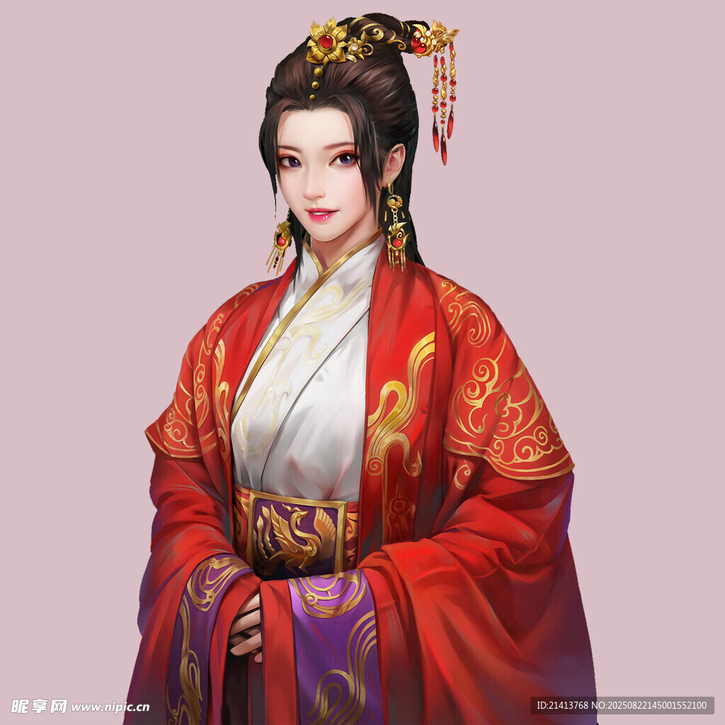 古風(fēng)紅衣典雅女子形象