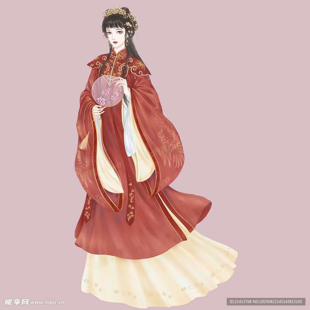 古風(fēng)紅衣漢服女子形象