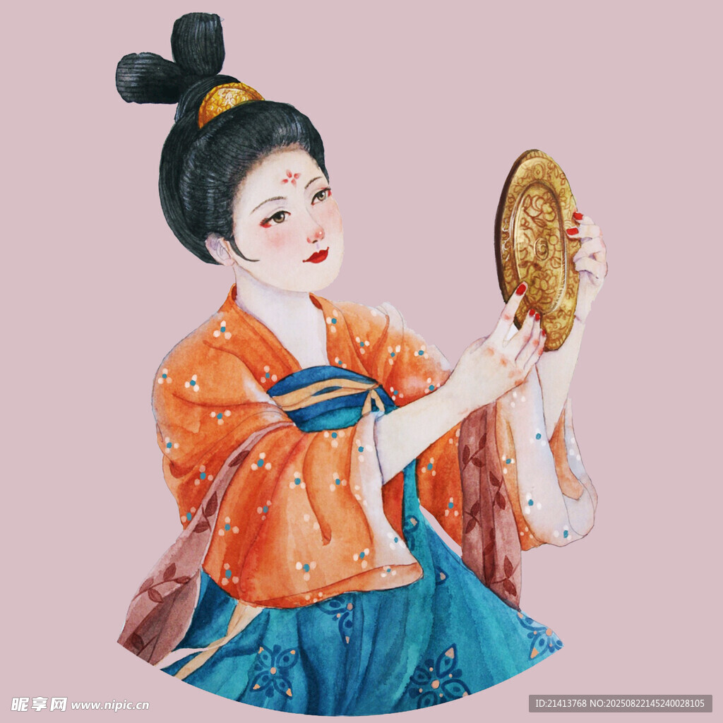 唐代女子持鏡梳妝圖
