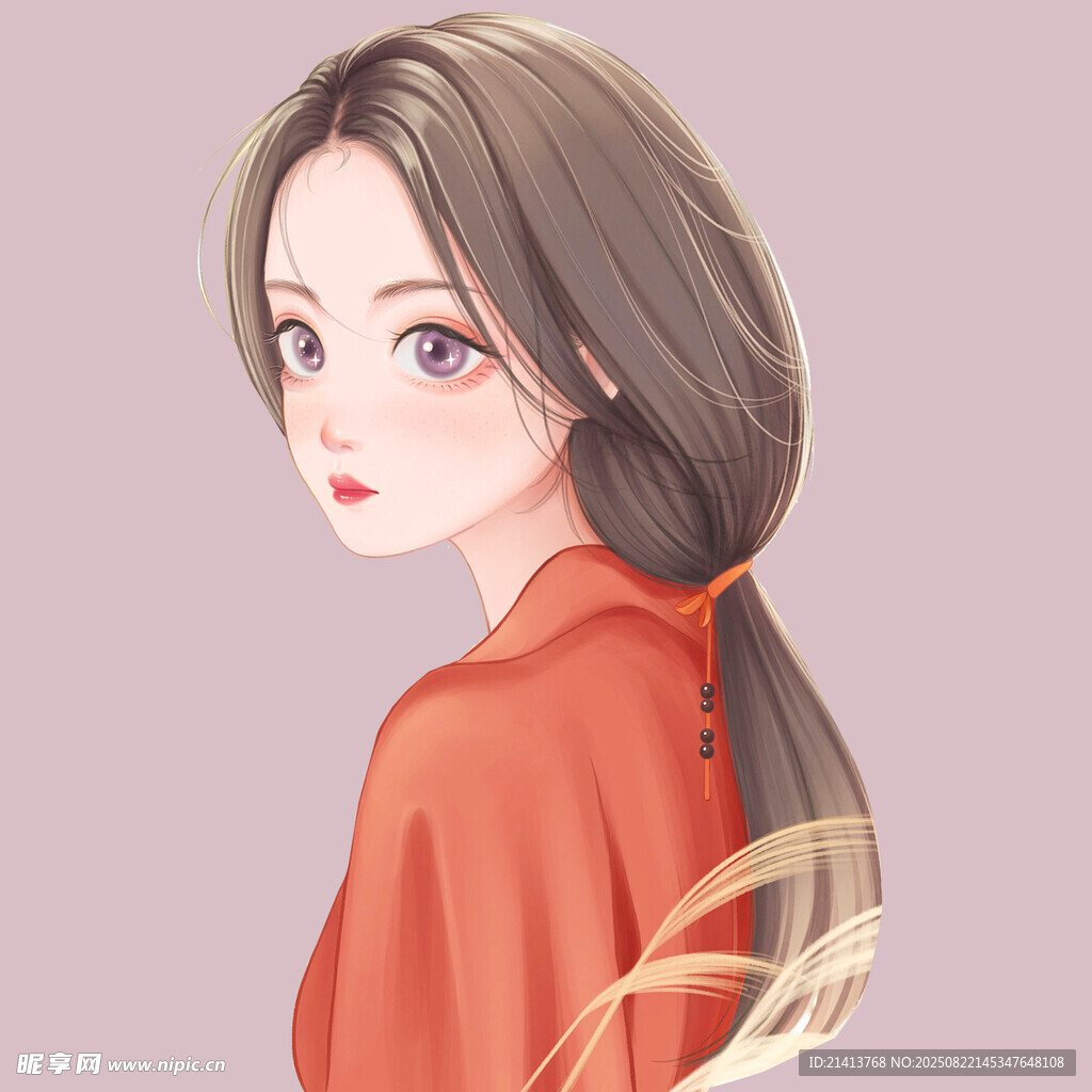 紅發(fā)扎辮女孩的側(cè)顏