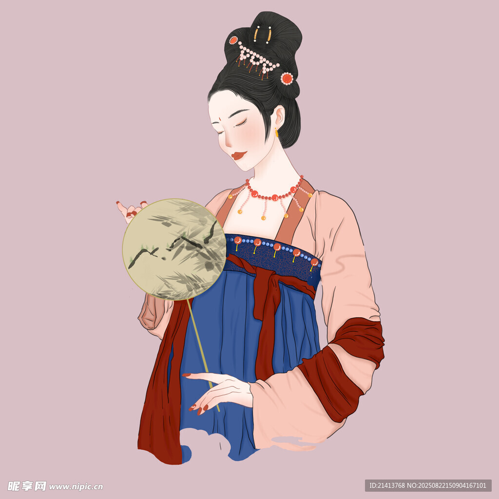 唐代仕女手持書卷圖