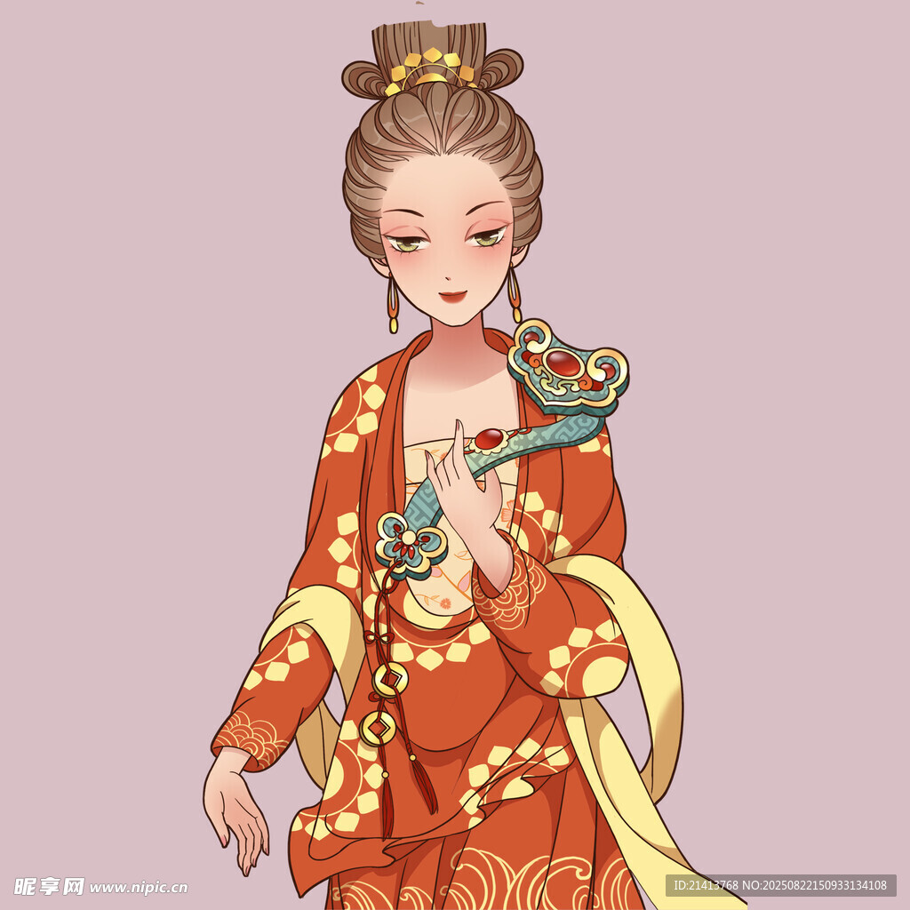 古風(fēng)紅衣持物古典美人