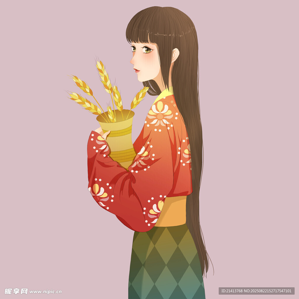 古風女子持花優(yōu)雅而立