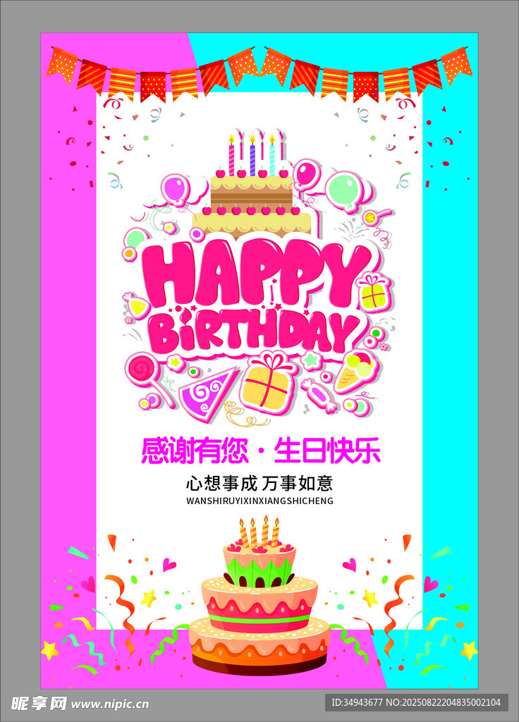 生日快樂主題裝飾海報