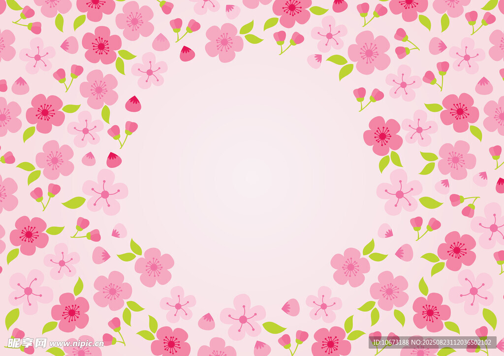 粉色花卉邊框背景圖