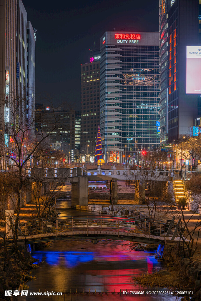 城市夜景中的絢麗橋梁