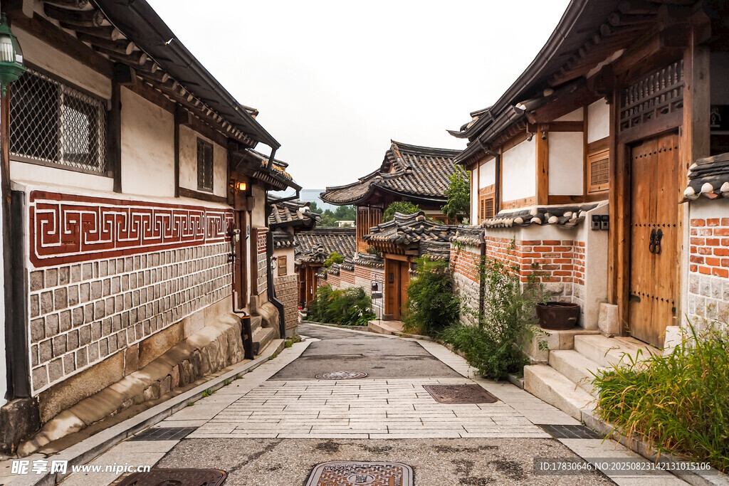 古雅韓屋小巷景致