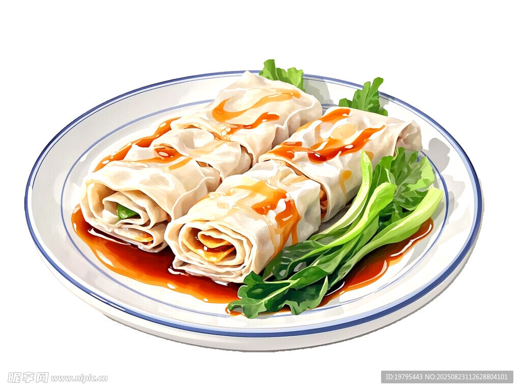 美味腸粉配青菜
