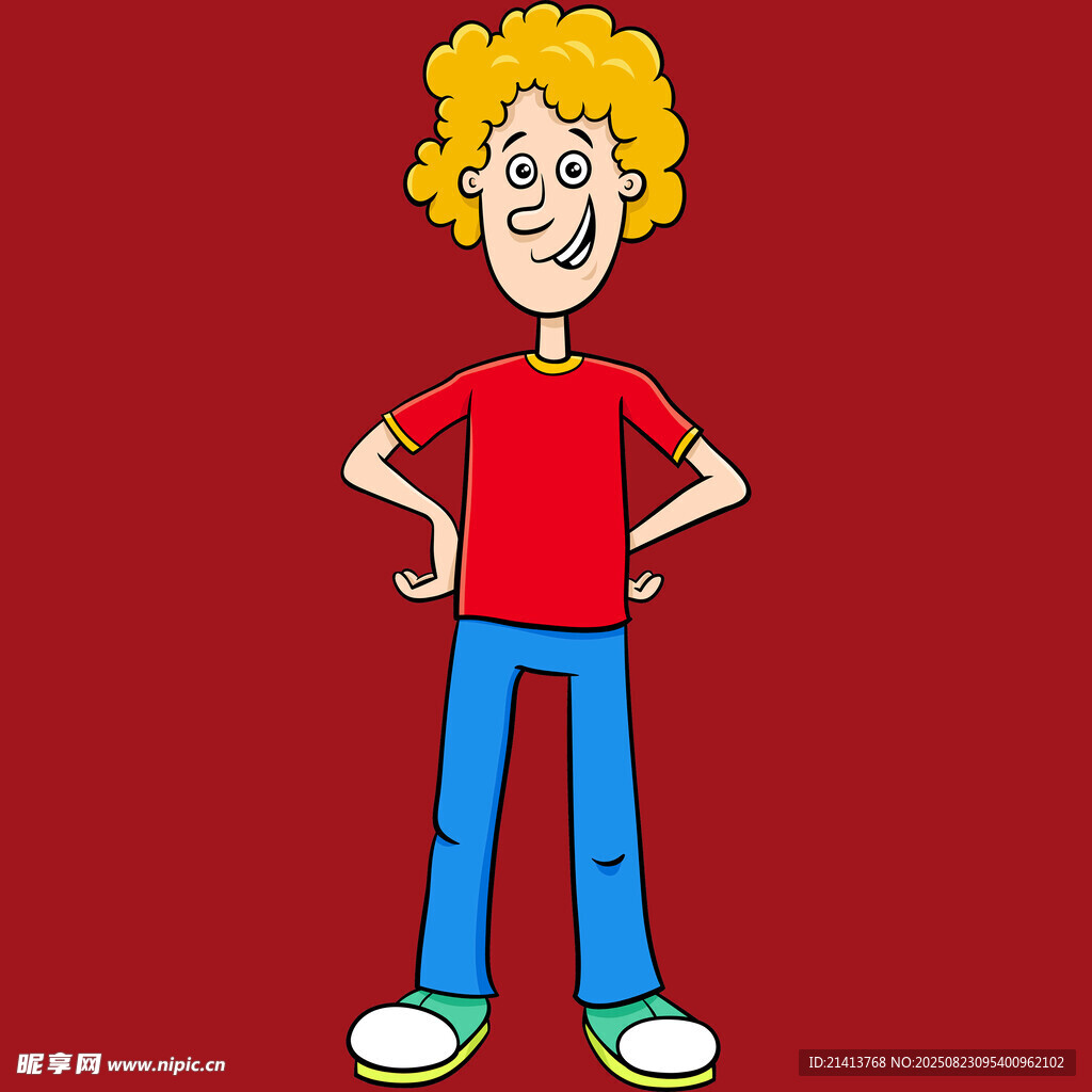 穿紅衣的卷發(fā)活力少年