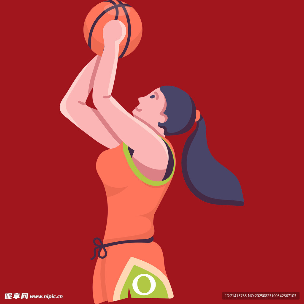 女子籃球運動員投籃瞬間