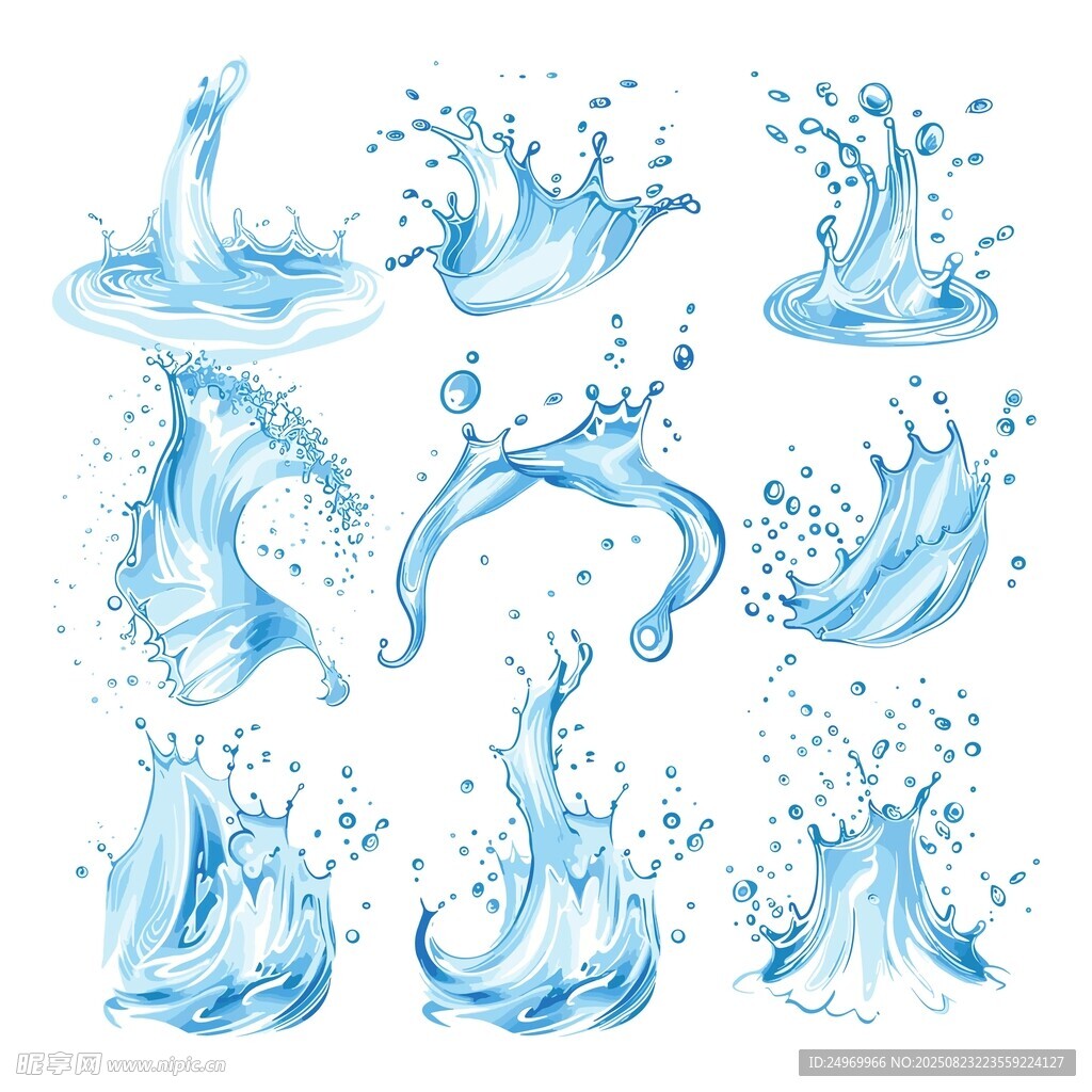 藍色水花飛濺圖案集合