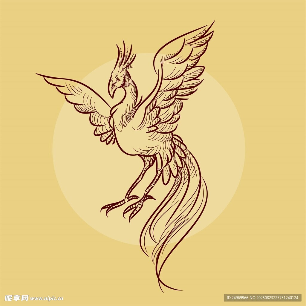 手繪鳳凰圖案