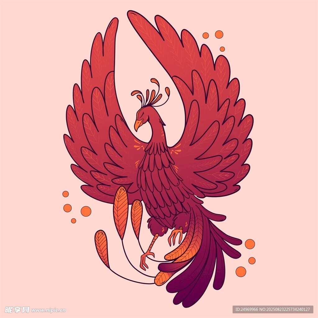 手繪鳳凰插畫
