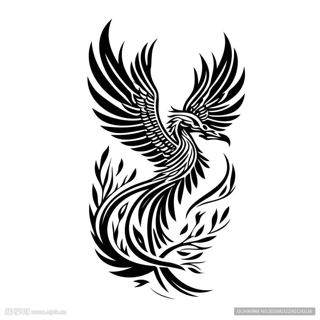 鳳凰展翅紋身圖案設(shè)計(jì)