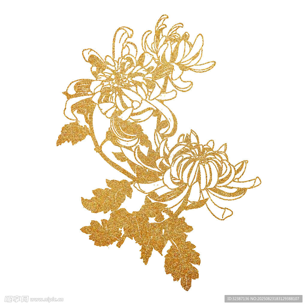 金色菊花花卉圖案