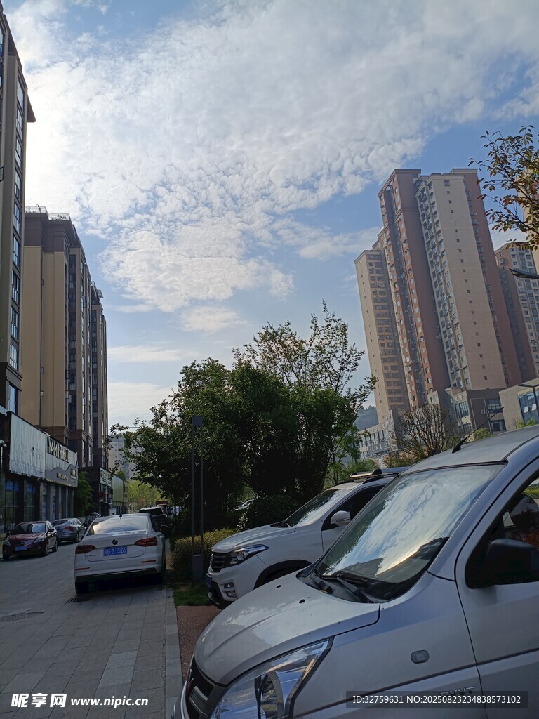 城市街道旁的停放車輛