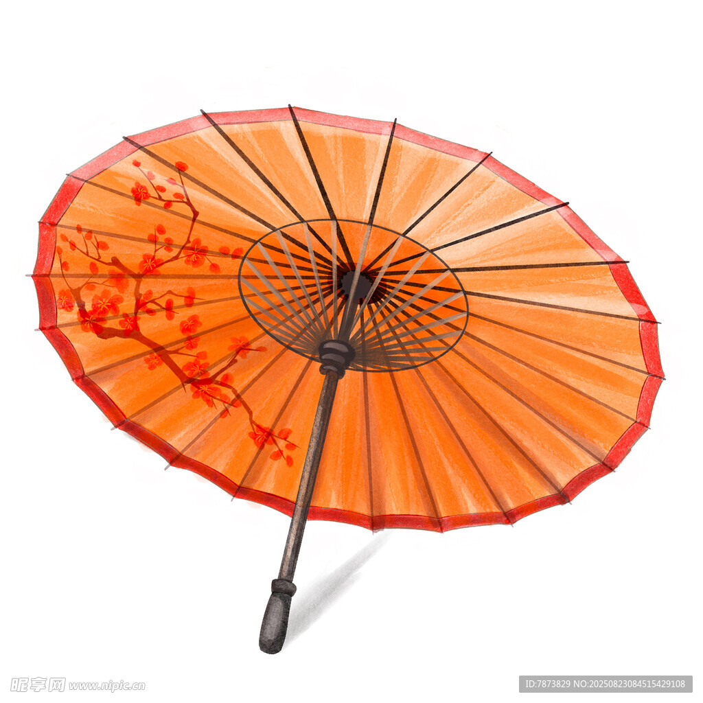 橙色古風油紙傘