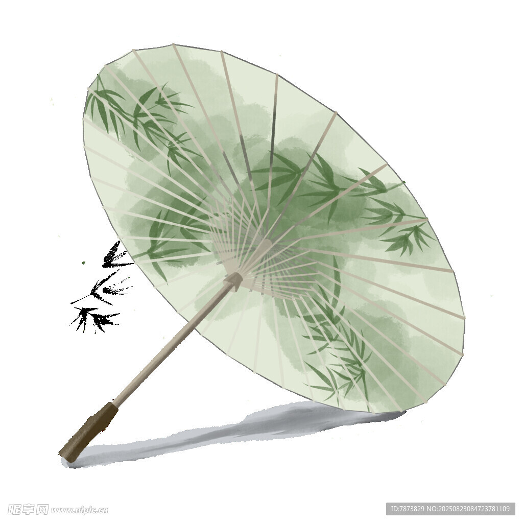 古風竹葉圖案中式油紙傘