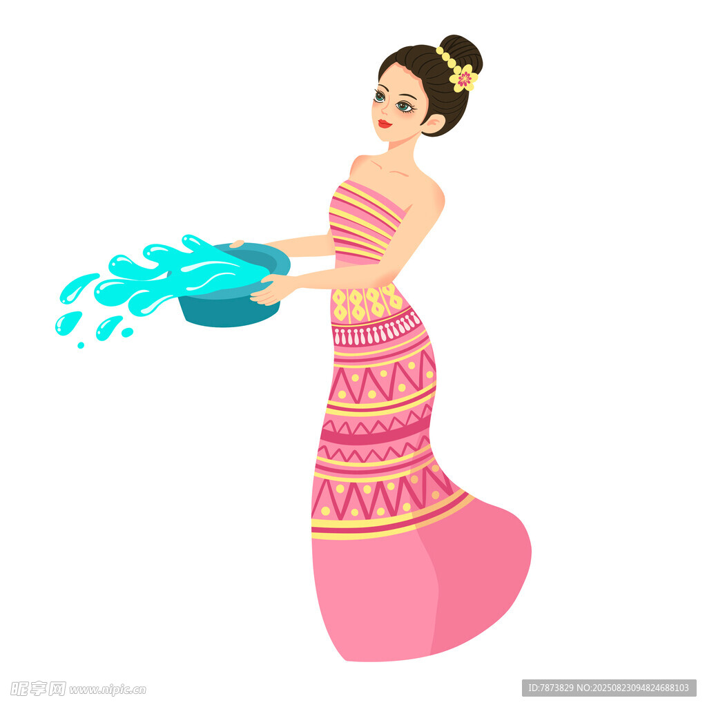 傣族女子潑水形象