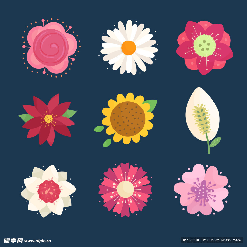 多彩花卉圖案集合