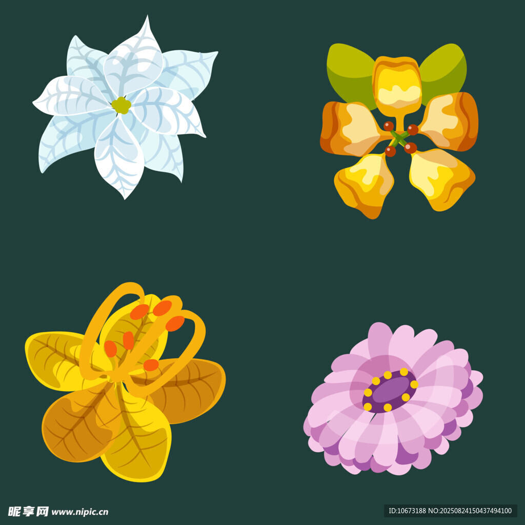 多彩花卉插畫