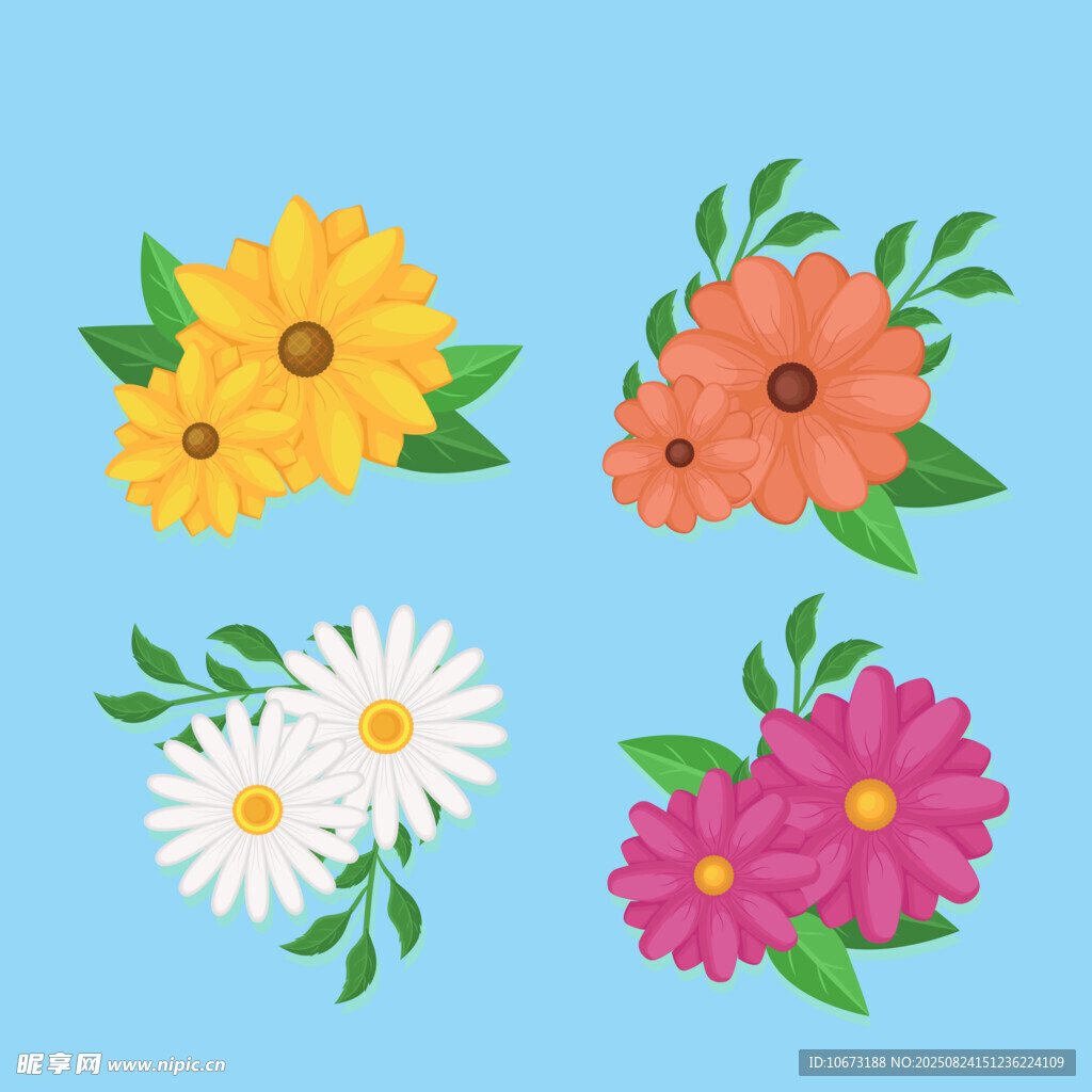 多彩花卉圖案集合