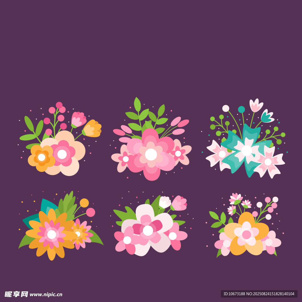多彩花卉裝飾圖案集合