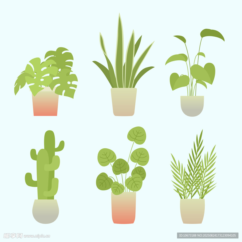 可愛盆栽植物插畫集合