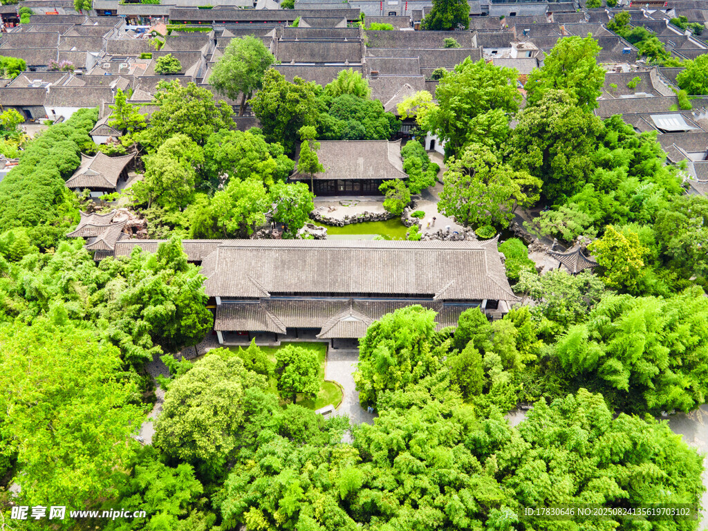 A風景區(qū)揚州個園航拍