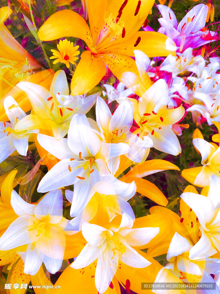 多彩百合花綻放