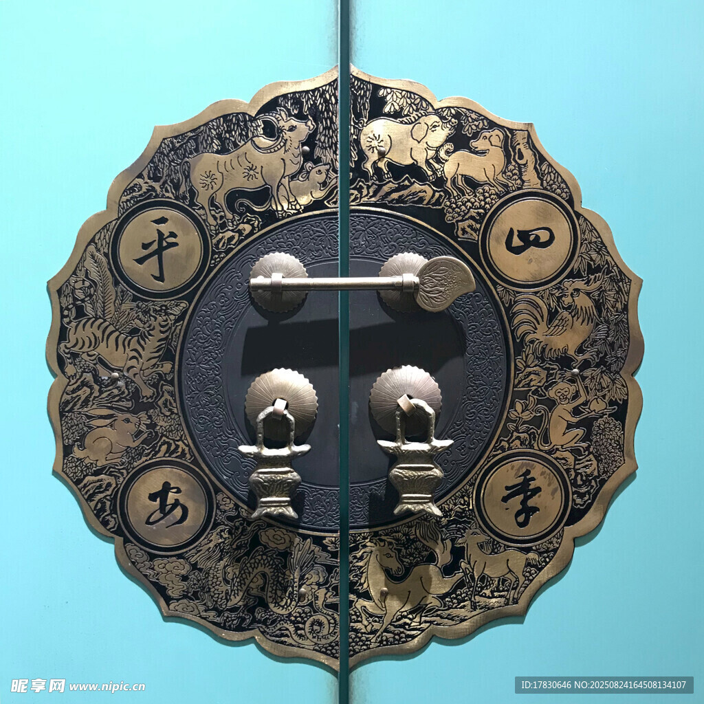 中式古典雙獅頭門環(huán)