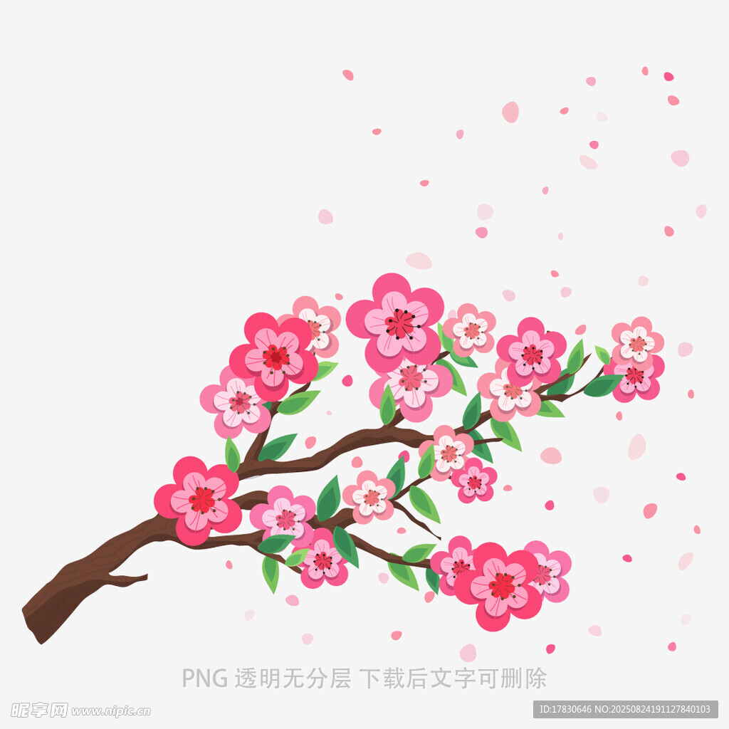 粉色桃花枝插畫(huà)