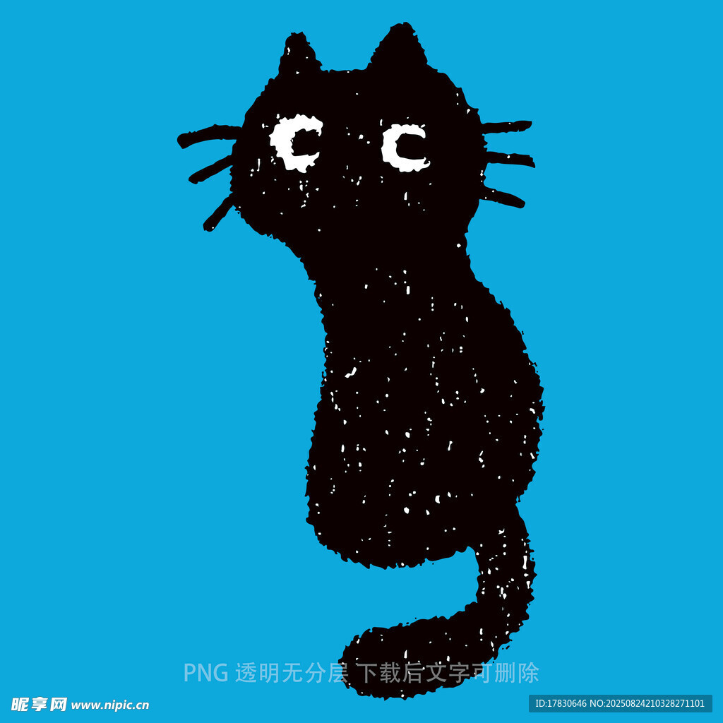 藍(lán)色背景上的黑貓插畫