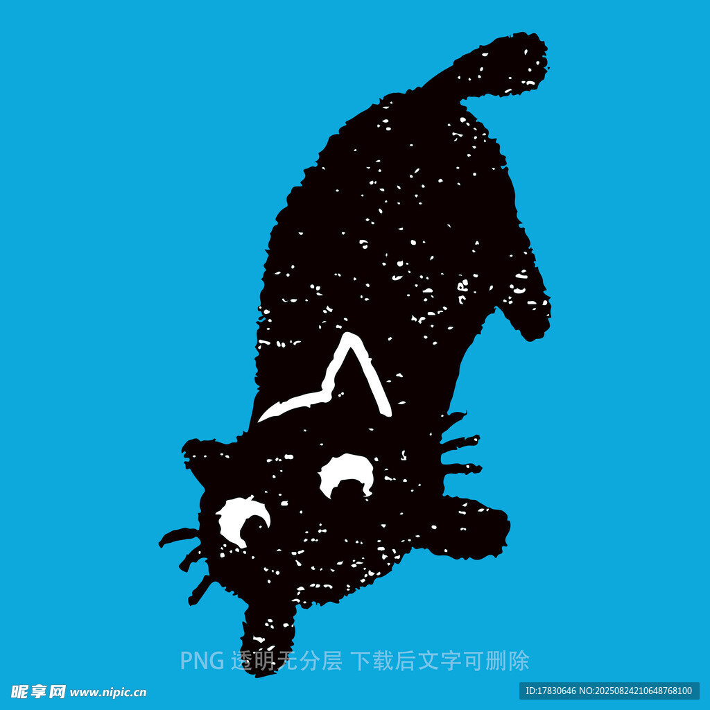 藍(lán)色背景上的可愛(ài)黑貓
