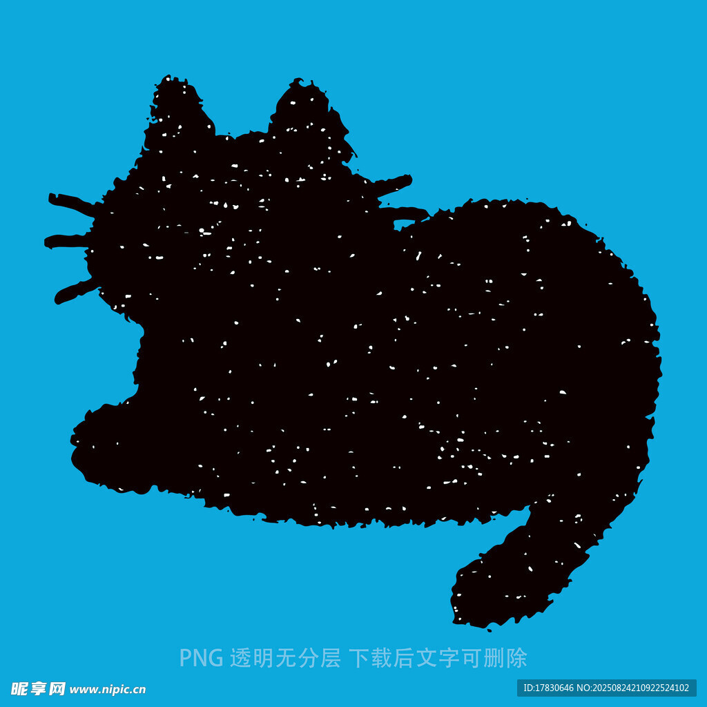 藍色背景上的黑貓剪影
