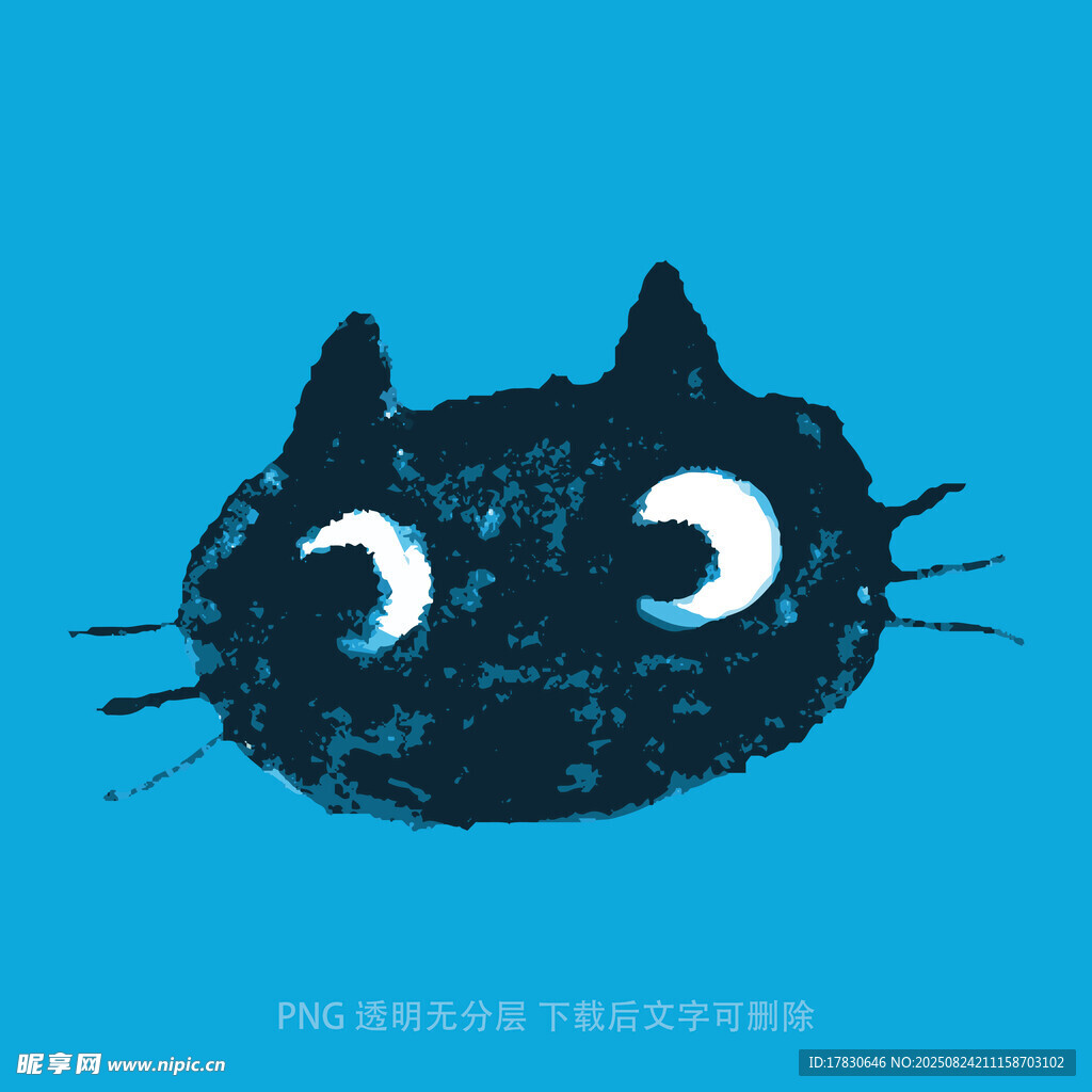 藍色背景上的黑貓卡通形象