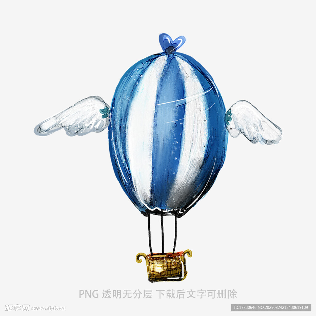 藍(lán)白條紋帶翼熱氣球