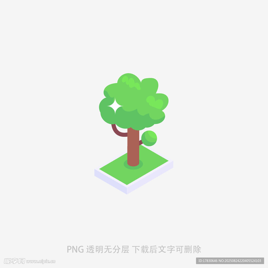 等距風(fēng)格綠色小樹模型
