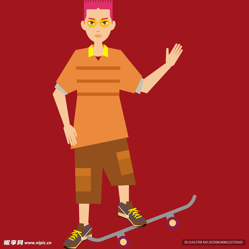 男孩玩滑板的活力瞬間