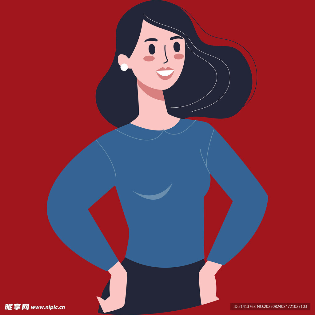 自信微笑的藍(lán)衣女性