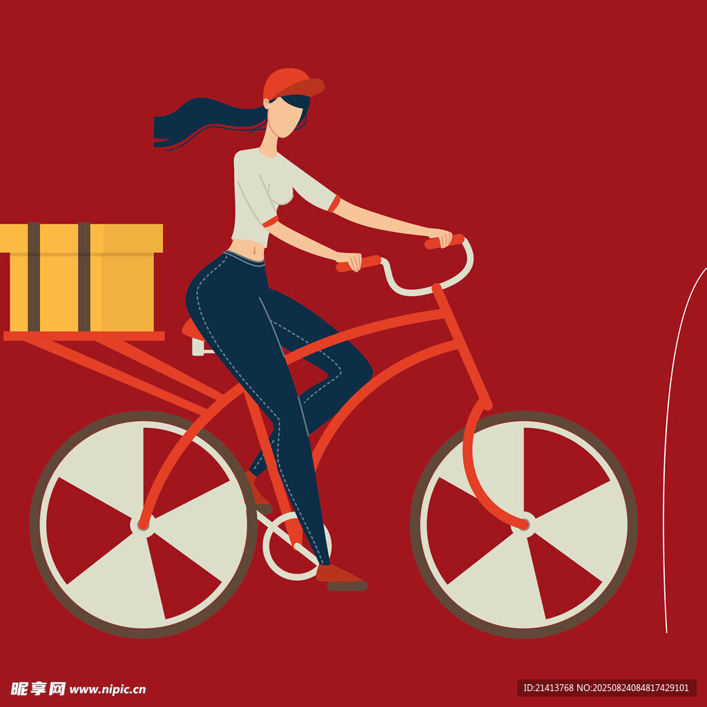 女子騎車送貨