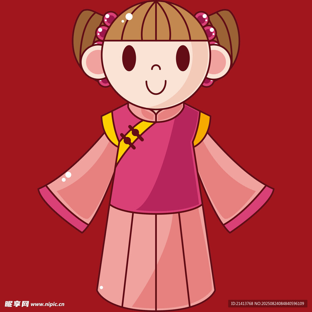 穿傳統(tǒng)服飾的可愛小女孩