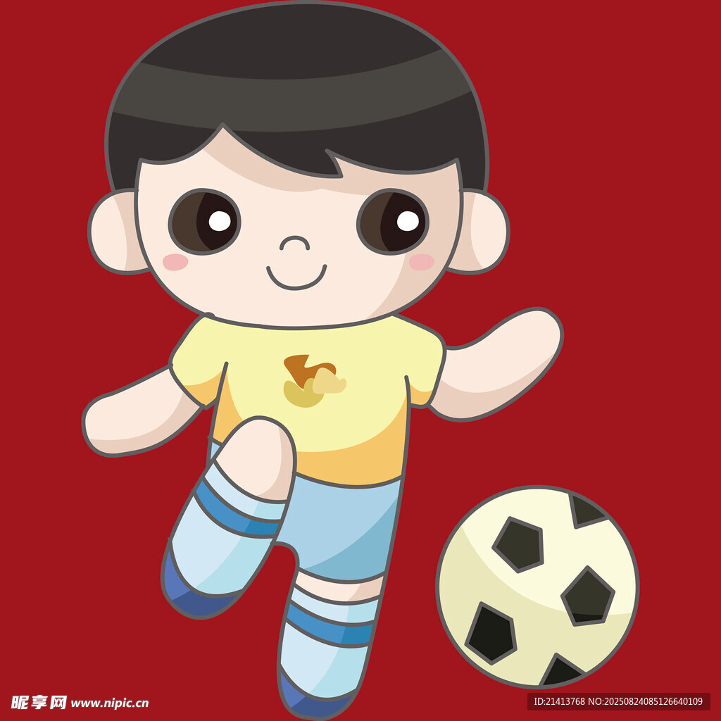 踢足球的可愛小男孩